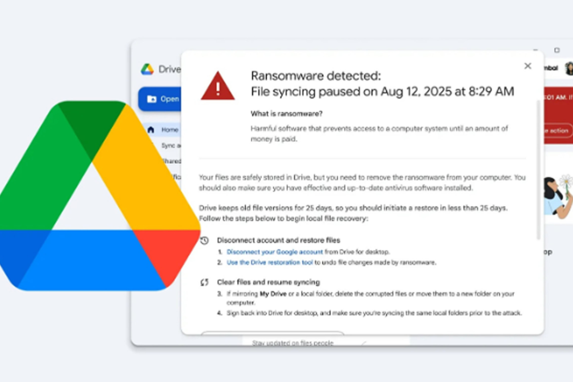 Google Drive Desktop Now Uses AI to Block Ransomware