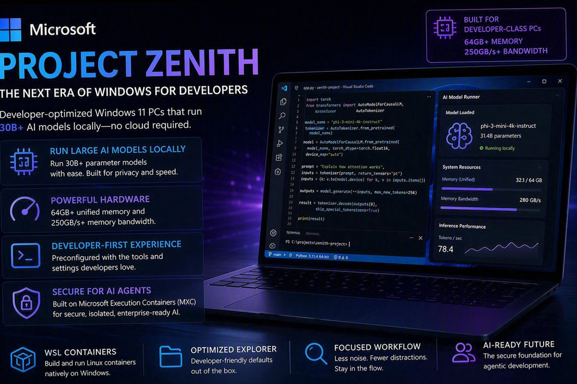 Microsoft Launches Project Zenith PCs Designed for Large-Scale AI Inference on Windows
