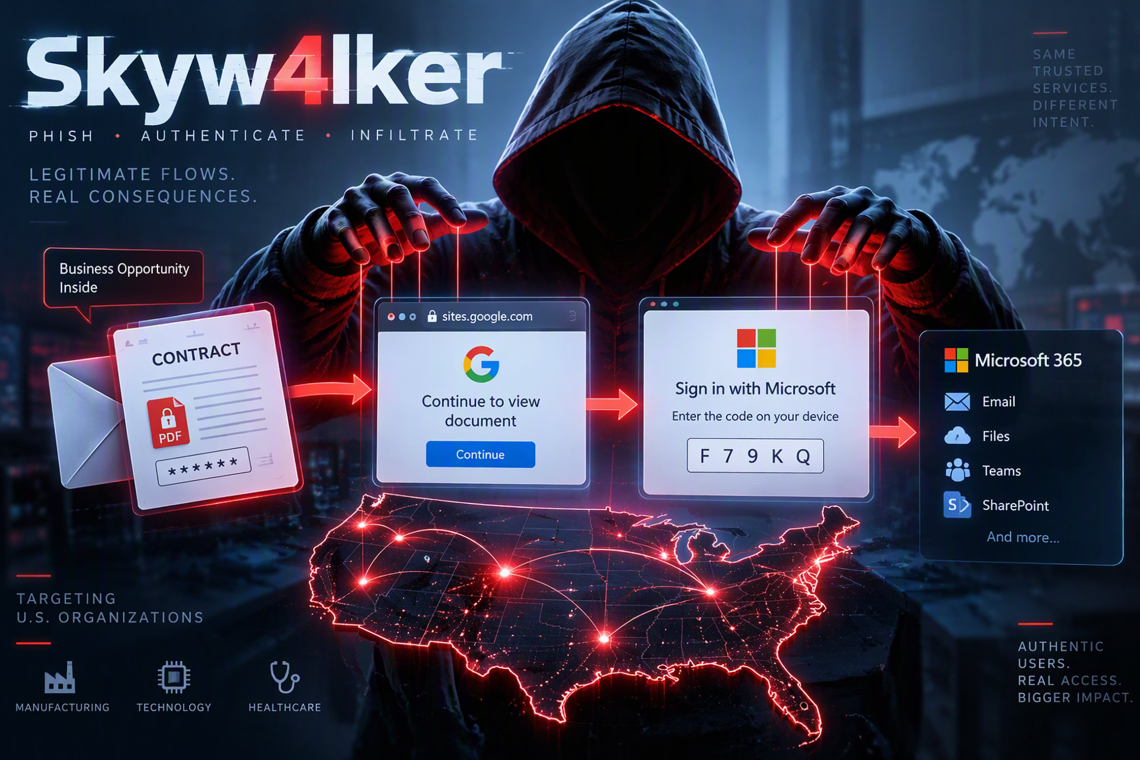 U.S. Organizations in Crosshairs as Skyw4lker Device Code Phishing Scheme Emerges
